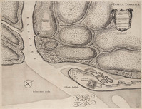 KG 05104
<br/>
Landkaart: Insula Tamaraca
<br/>
<em>Post, Frans Jansz. (ca.1612-1680)</em>